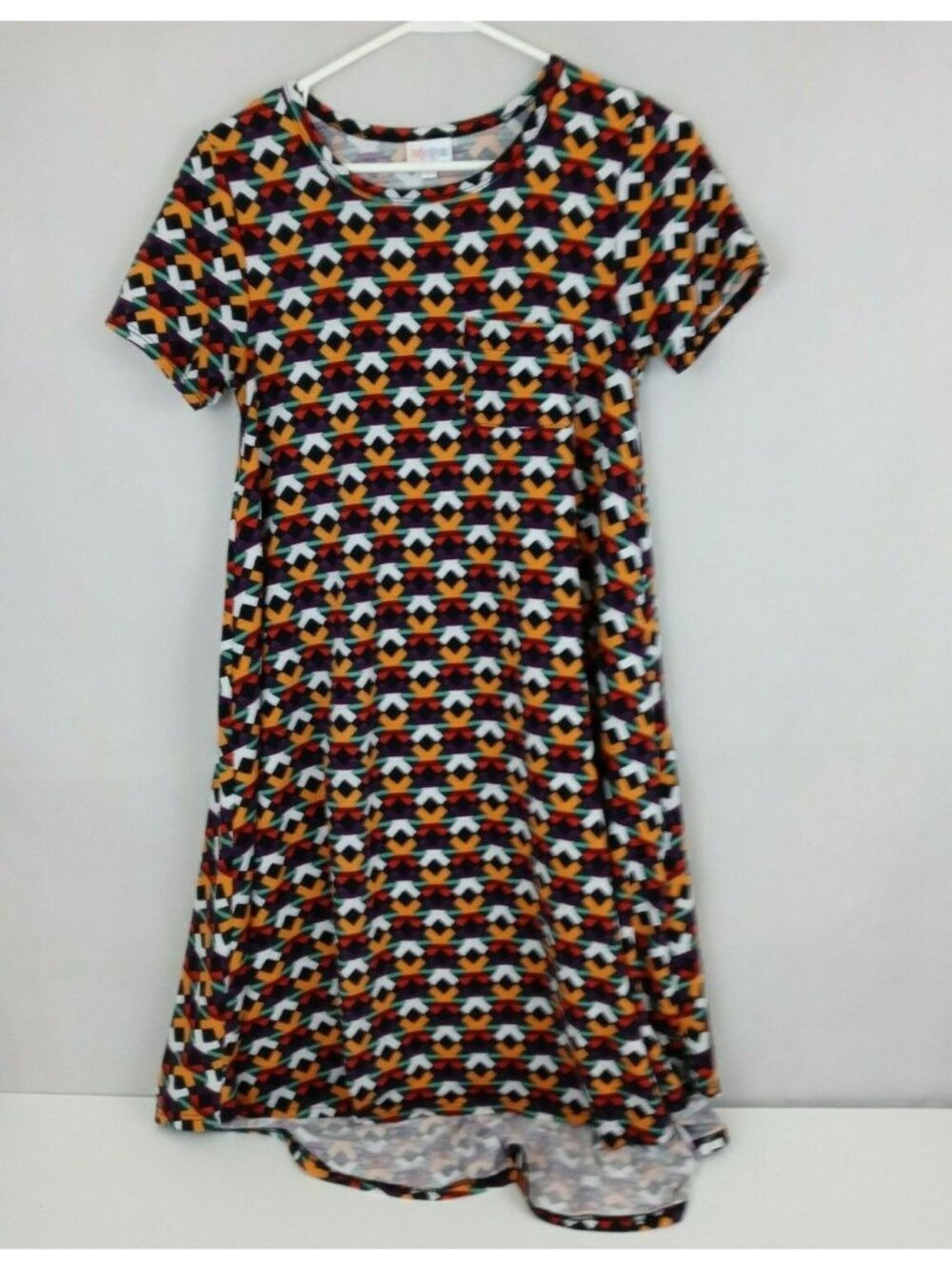LuLaRoe T-Shirt Dress With Pocket Hi-Low Multi-Color X's Design Rare Size XXS